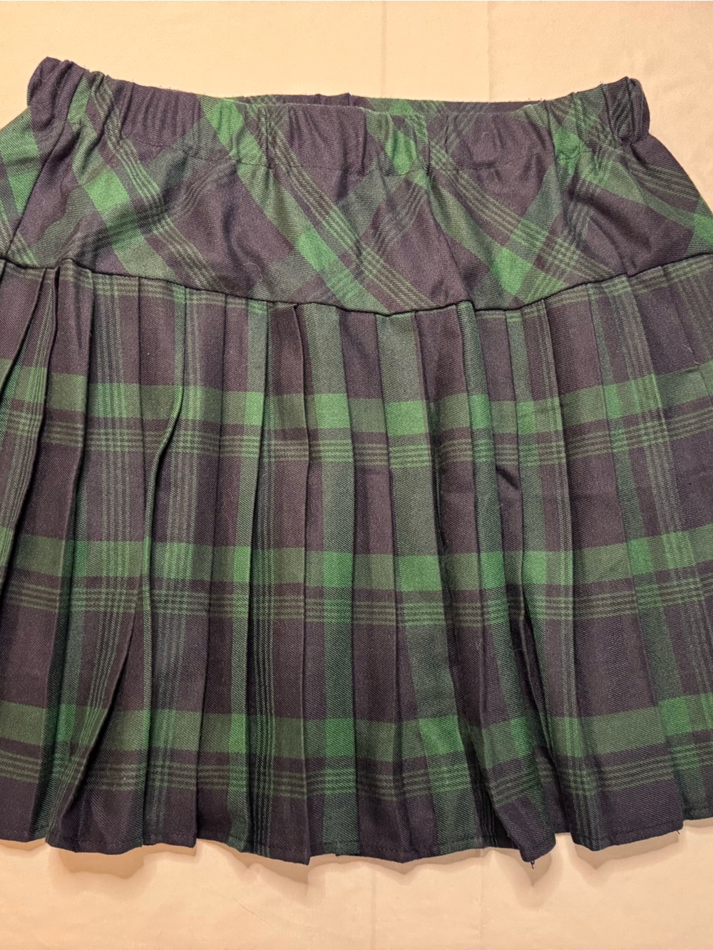 Pleated Green and Blue Plaid Mini Skirt